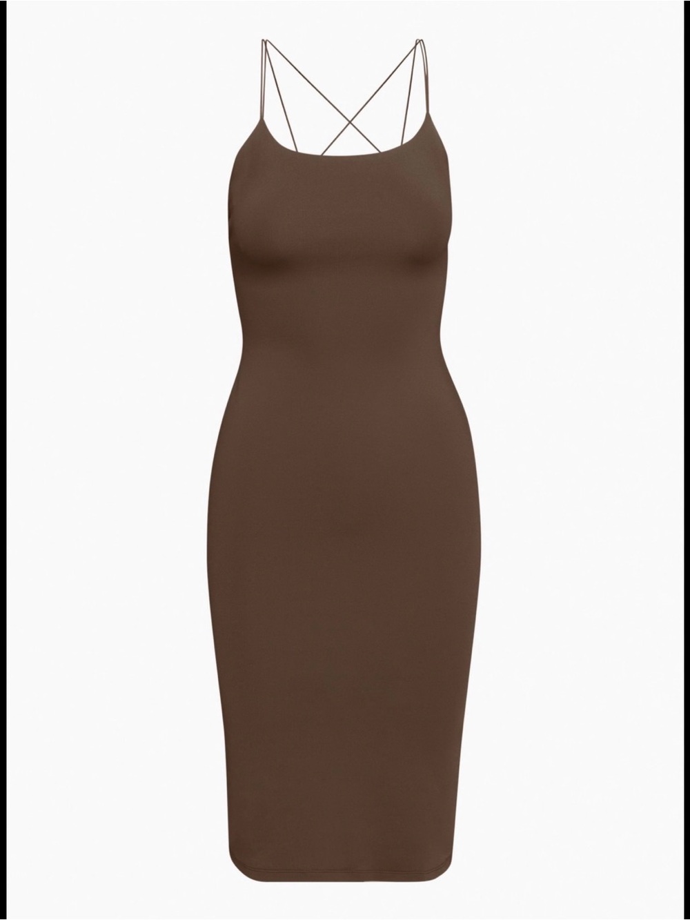 Babaton Chocolate Brown Midi Slip Dress Double Lined XS